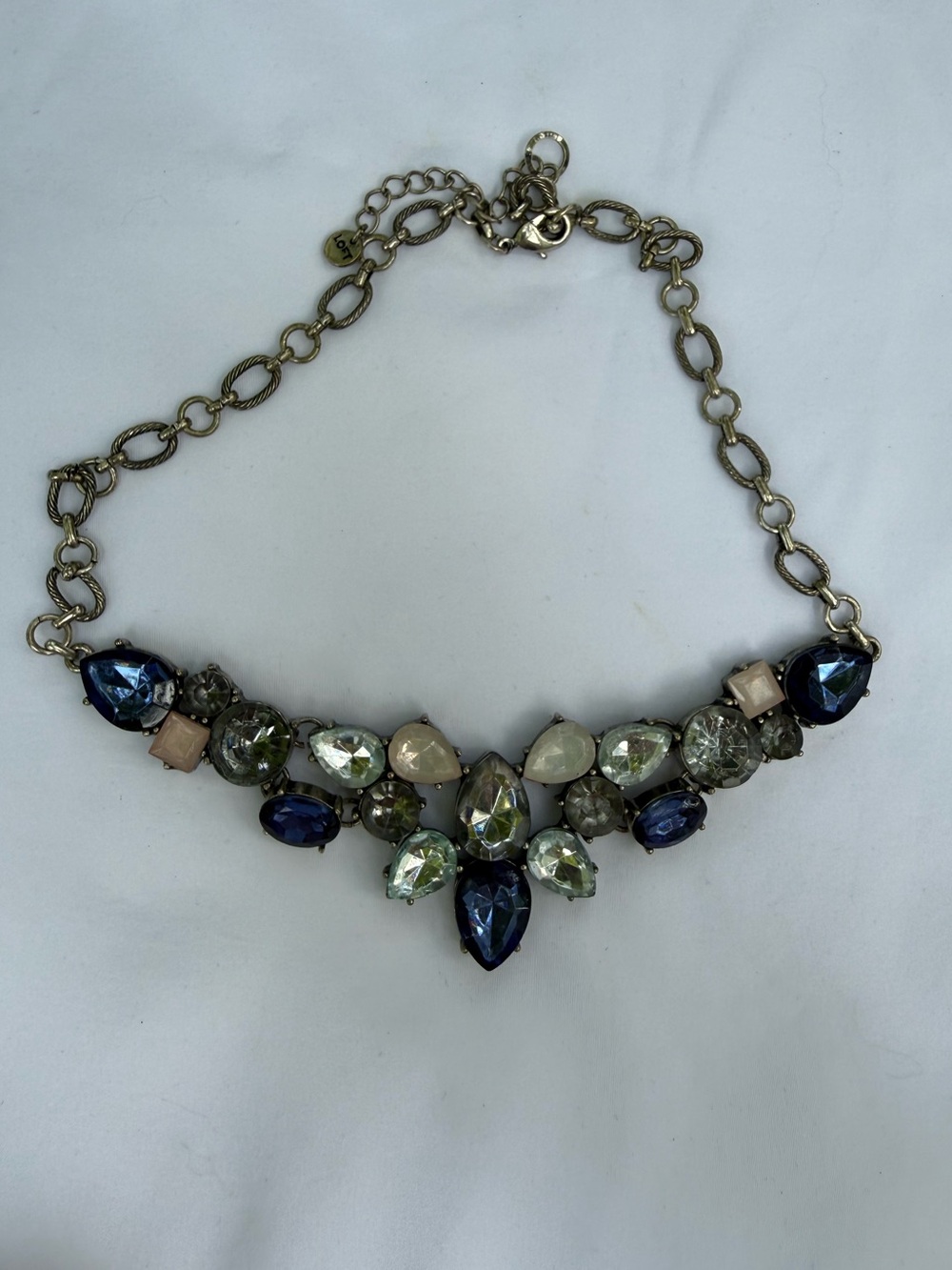 Vintage-Inspired Loft Blue Crystal Statement Necklace